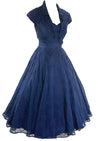 Vintage 1950s Navy Organza Cocktail Dress Ensemble- New!