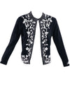 Vintage 1950s Black Cardigan With White Beads- New!