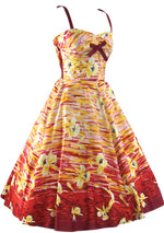 Recreation of 1950s Hawaiian Border Print Sundress- New!