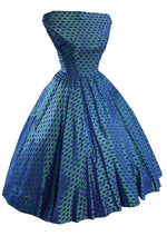 Vintage 1950s Blue Green Designer Dress - New!