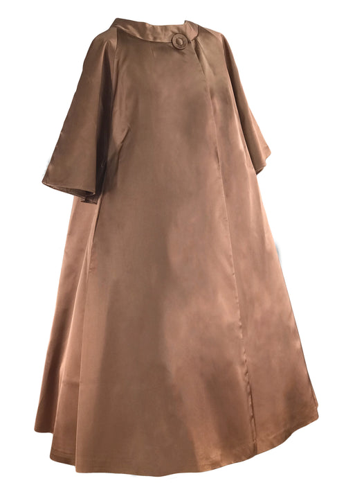 Late 1950s Designer Copper Satin Evening Coat- New!