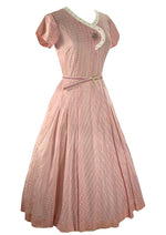 Late 1940s Early 1950s Pink Embroidered Cotton Dress- New!