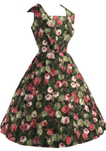 Lovely 1950s Roses Polished Cotton Dress- New!