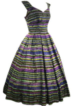 Vintage 1950s Striped Taffeta Dress Ensemble- New!