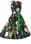 Recreation of 1950s Black Huge Floral Print Dress - New!