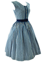 Vintage 1950s Blue and White Stripes Horrockses Dress- New!