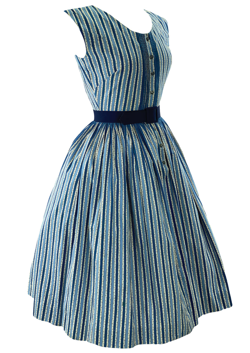 Vintage 1950s Blue and White Stripes Horrockses Dress- New!