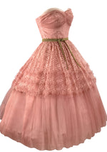 Vintage 1950s Rose Pink Lace Party Dress - New!