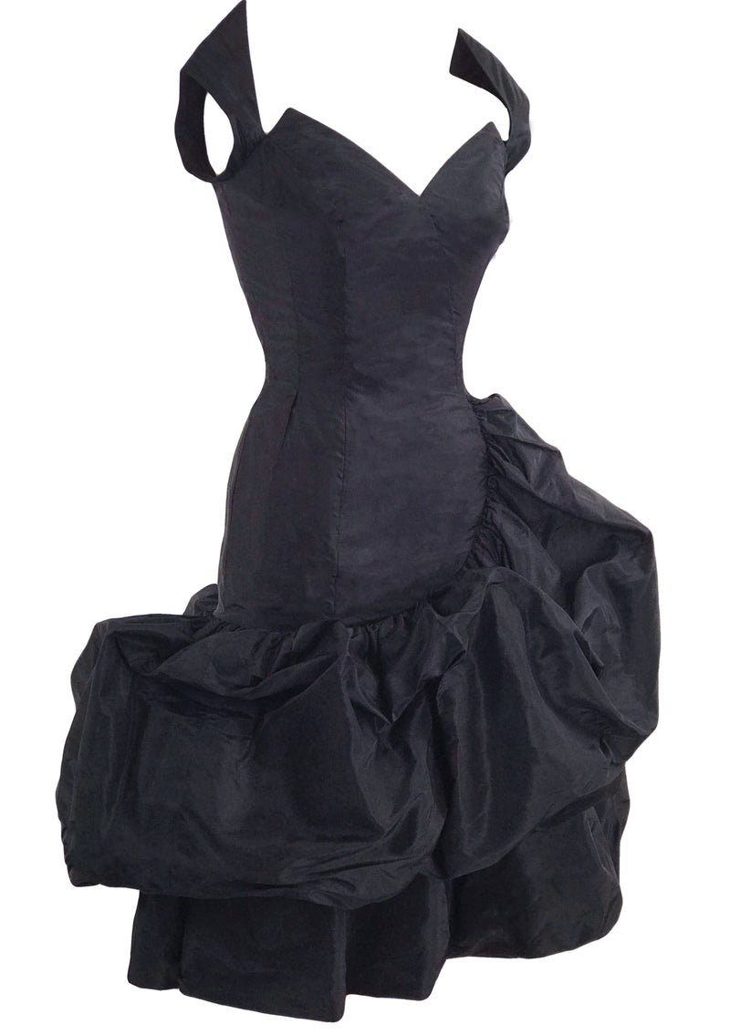 Vintage 1950s Black Draped Couture Cocktail Dress - New!