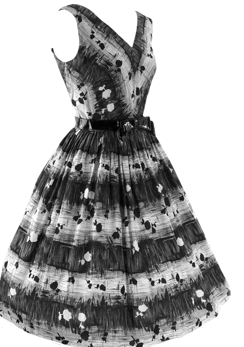 1950s Black & White Cotton Jerry Gilden Dress - New!