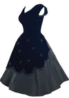 Vintage 1950s Beaded Black Velvet and Taffeta Cocktail Dress - New!