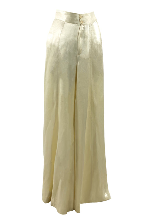 Vintage 1970s Cream Satin Wide Legged Trousers- New!