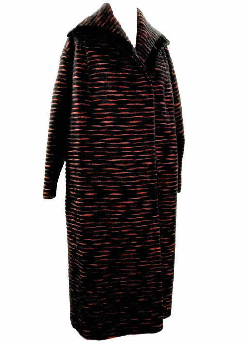 1950s Couture Lilli Ann Black and Red Wool Clutch Coat- New!