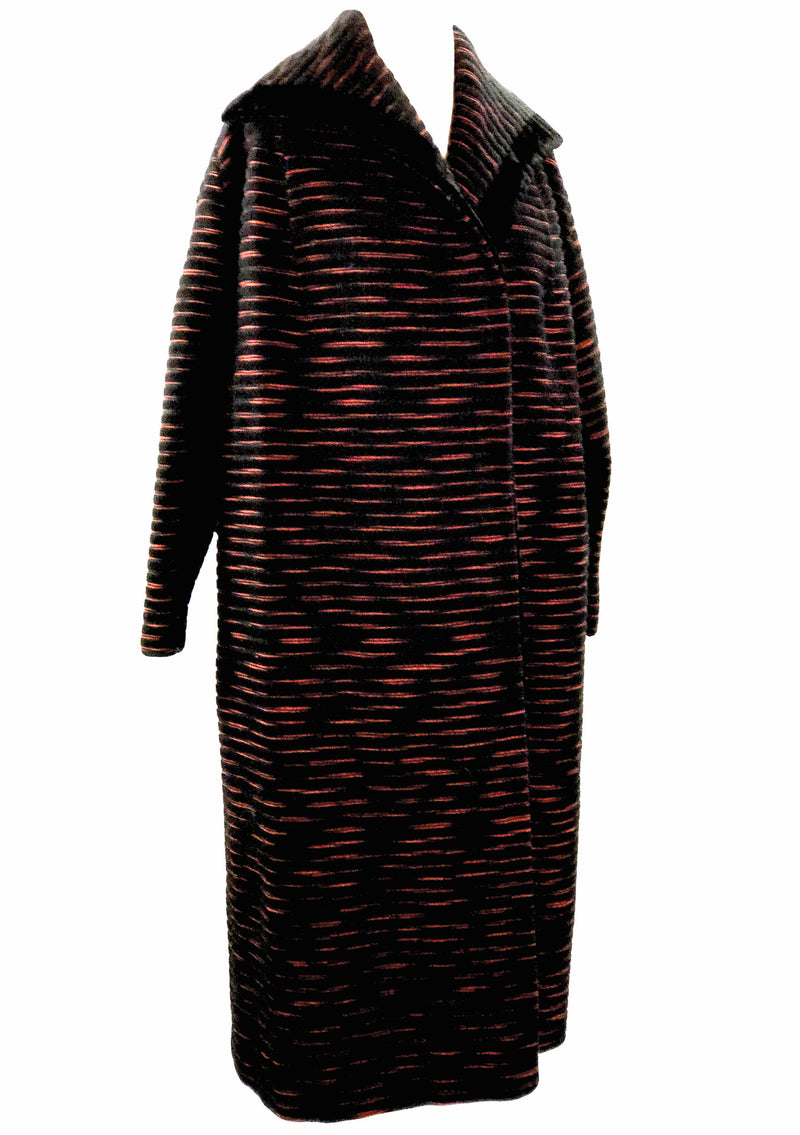 1950s Couture Lilli Ann Black and Red Wool Clutch Coat- New!