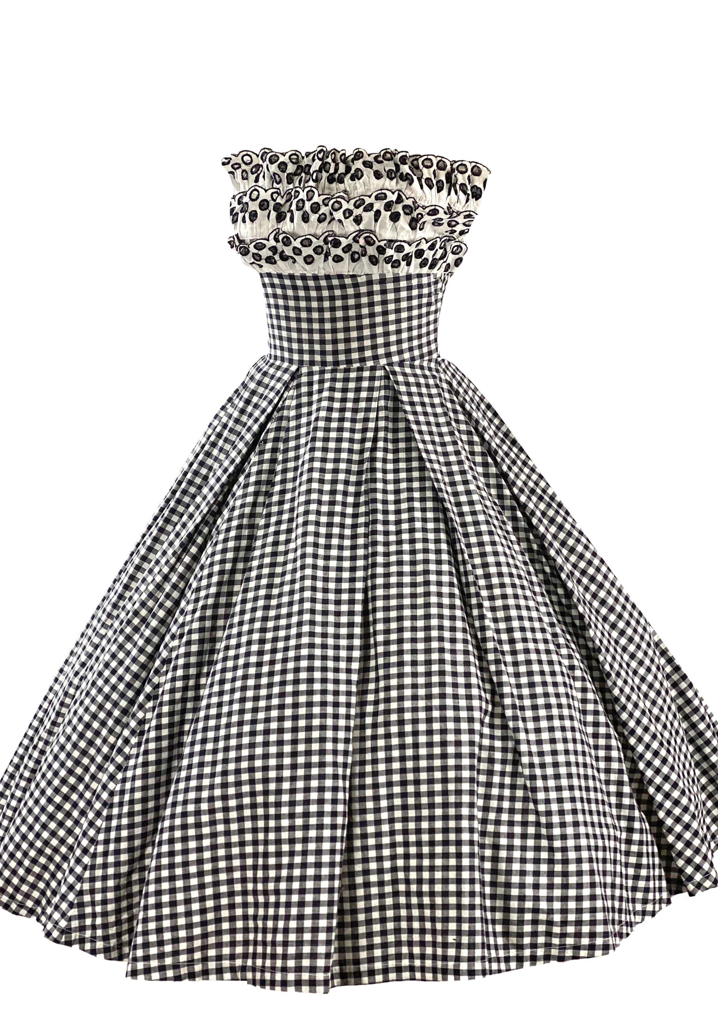 black and white vintage dress Early 1960s Black & White Gingham Cotton Dress