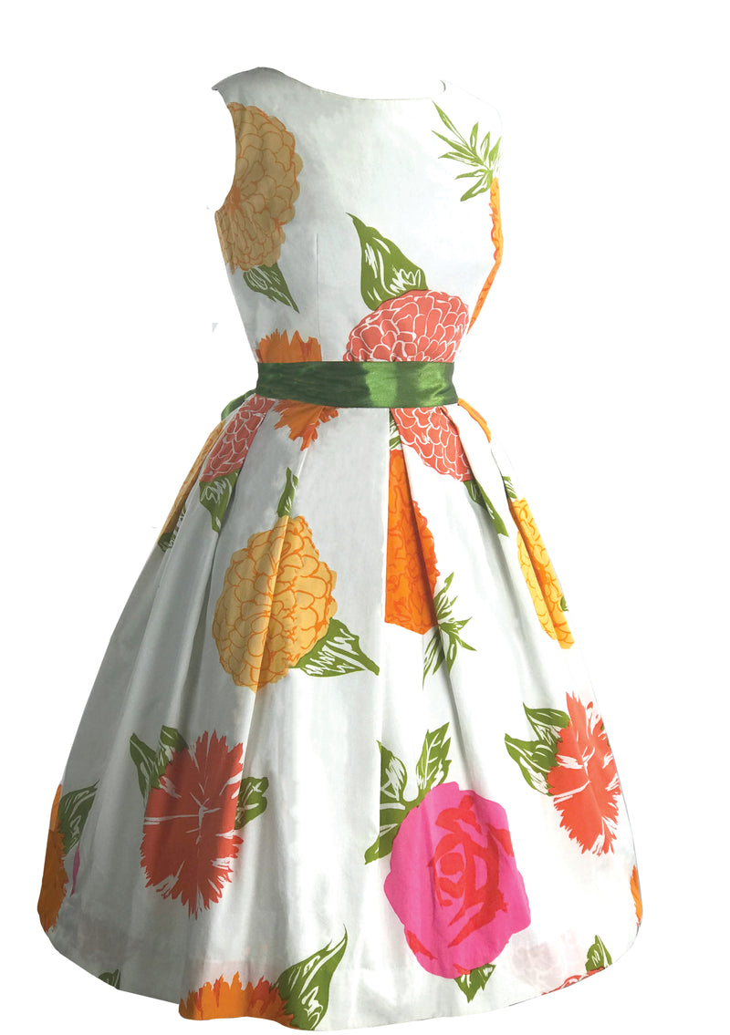 Vintage Late  1950s Large Floral Print Dress Set - New!