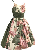 Stunning 1950s Roses & Lilacs Cotton Dress- New!