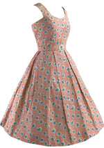 Vintage 1950s Pink Floral Cotton Dress Ensemble- New!