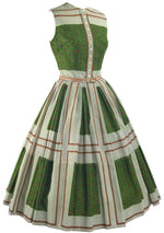 1950s Paisley Colour Block Cotton Designer Dress - New!