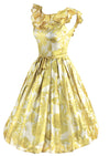 Vintage 1950s Gold and White Abstract Floral Dress - NEW!