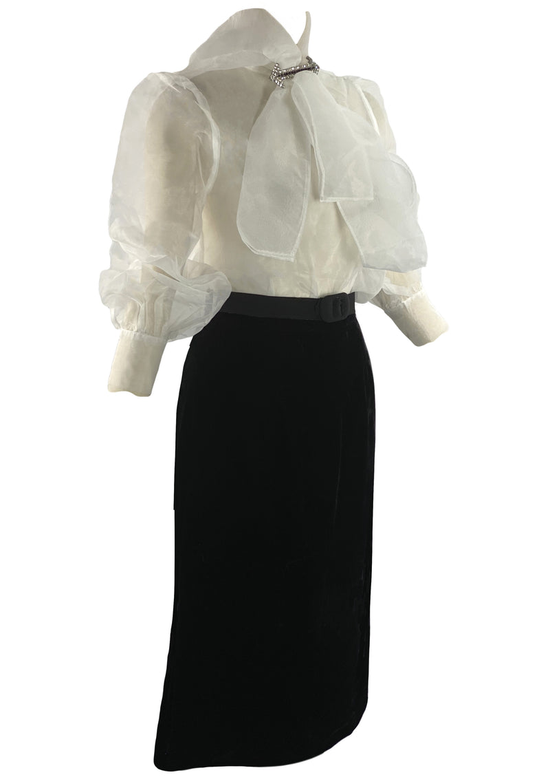 Vintage Late 1950s Black Velvet Straight Skirt- New!