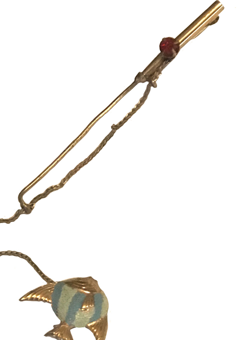 Vintage 1940s Novelty Fishing Rod Brooch - New!