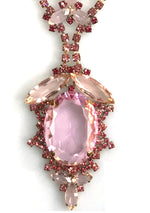 Tourmaline Pink Large Central Drop Czech Necklace - New!