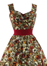 Late 1950s Autumn Toned Floral Dress Ensemble- New!