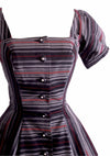 Beautiful 1950s Black, White & Red Striped New Look Dress - New!