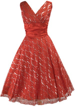 1950s Red Lace Dress with Silver Thread - New!