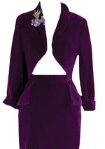 Sensational Figure Hugging 1950s Plum Velvet Suit - New!