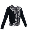 Vintage 1950s Black Cardigan With White Beads- New!