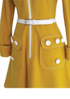 Vintage 1960s Yellow Wool Couture Space Age Dress  - New!