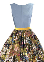 Late 1950s Early 1960s Floral Cotton Designer Dress - New!