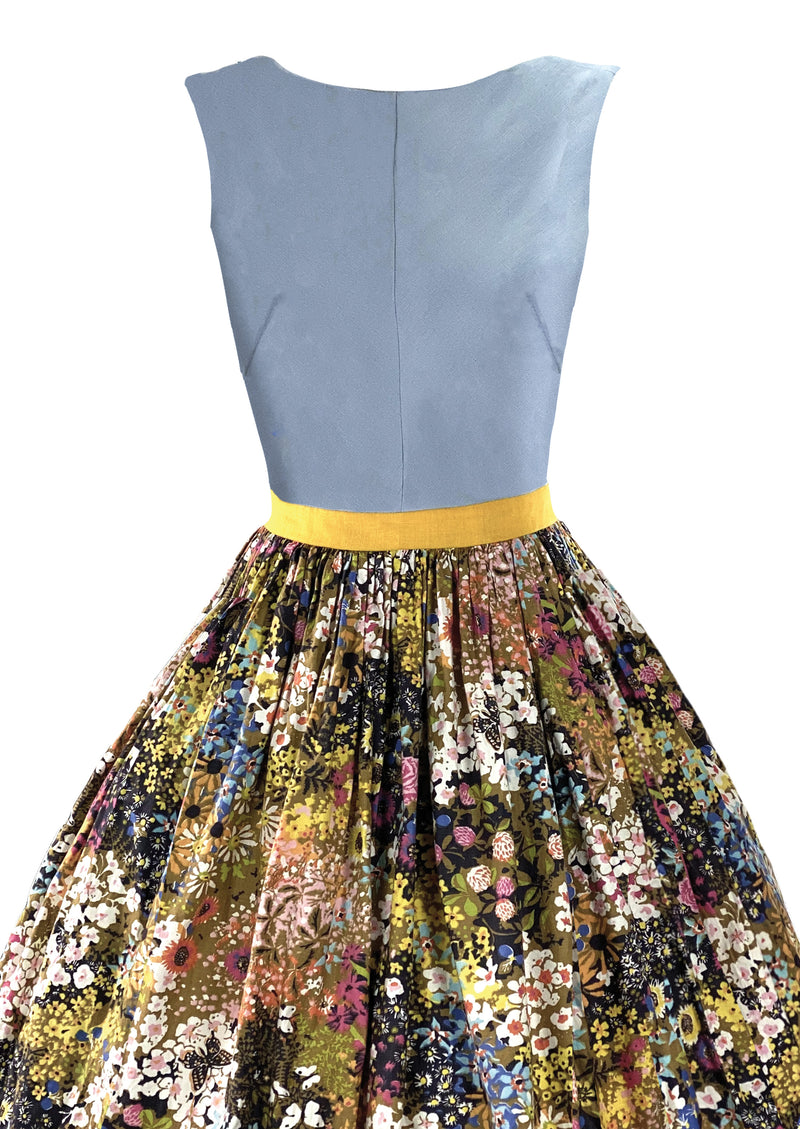 Late 1950s Early 1960s Floral Cotton Designer Dress - New!