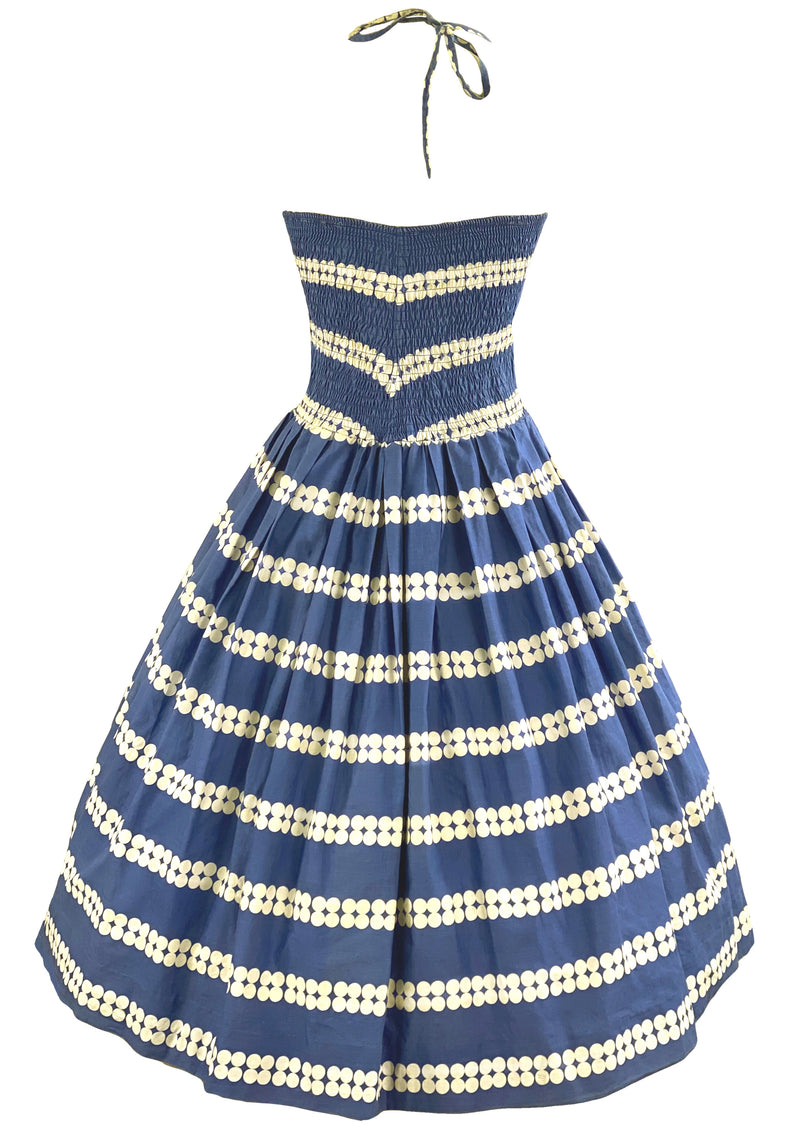 Vintage 1950s Blue and White Circles Cotton Sundress - NEW!