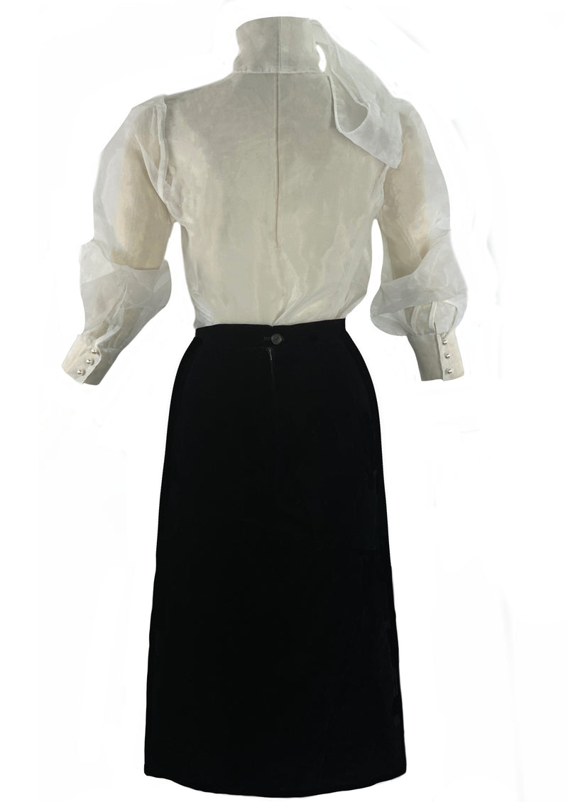 Vintage Late 1950s Black Velvet Straight Skirt- New!