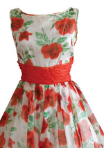 1950s  Orange Roses Organza Party Dress  - New! (special order)