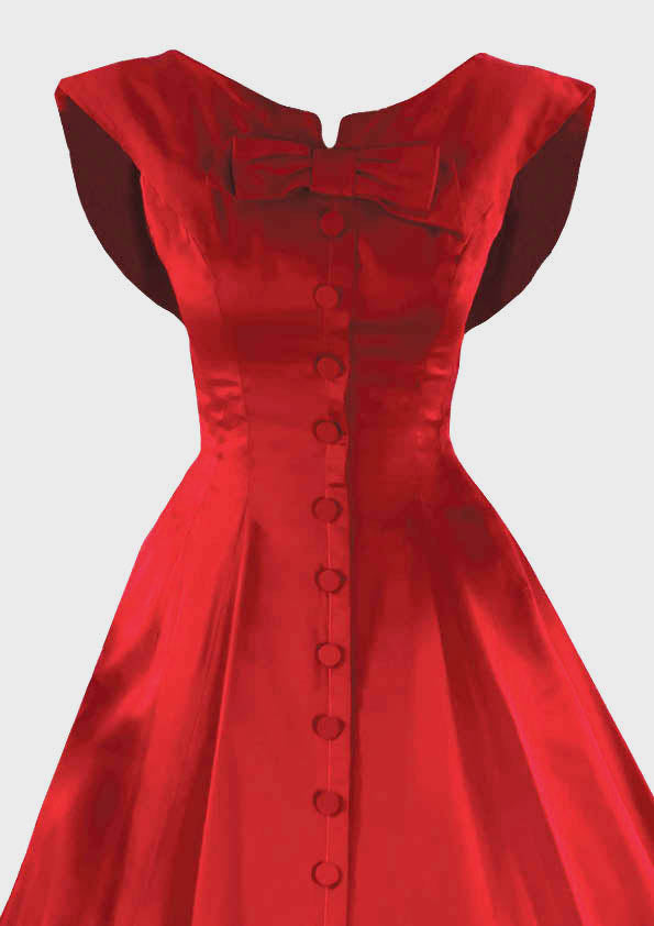 1950s Designer Red Silk Satin New Look Cocktail Dress New! ON HOLD Coutura Vintage 1950s Designer Red Silk Satin New Look Cocktail Dress New! ON HOLD Coutura Vintage