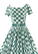 Late 1950s Suzy Perette Designer Checkerboard Cotton Dress- New!