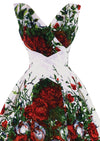 Late 1950s Spectacular Red Floral Print Designer Dress- New!
