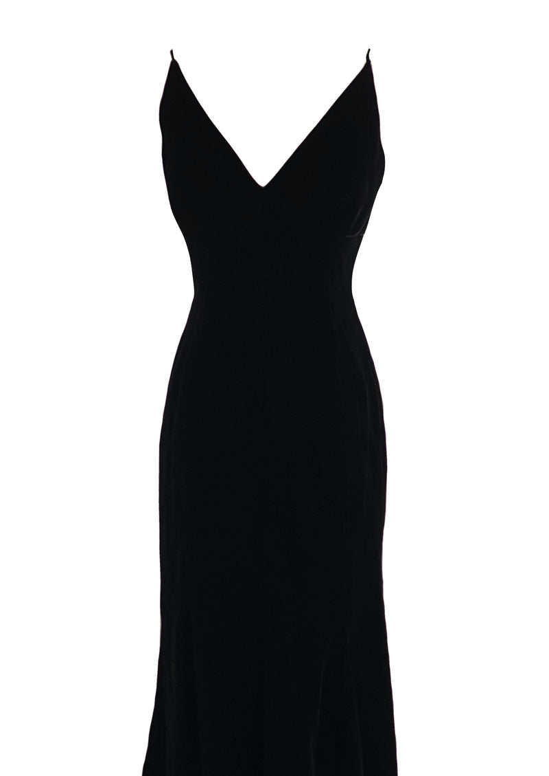 Late 1950s Early 1960s Black Velvet Mermaid Gown- New!