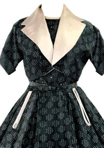 Vintage 1950s Turquoise Blue & Black Dress Ensemble- New!