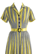 Stunning 1940s Striped Rayon Day Dress- New!