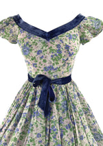 Original 1950's Pink & Blue Floral Day Dress - New!