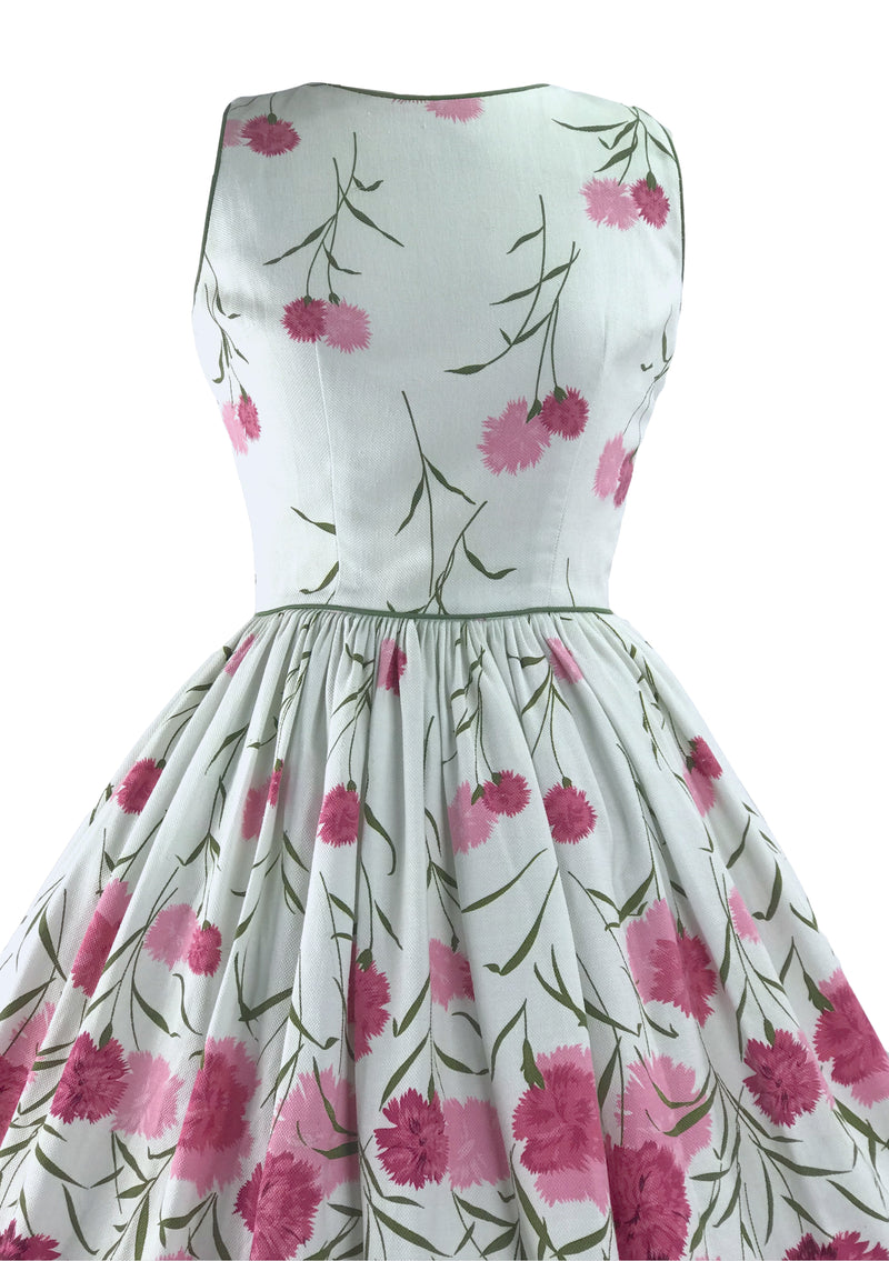 Vintage 1950s Pink Carnations Pique Dress - New! (SOLD)