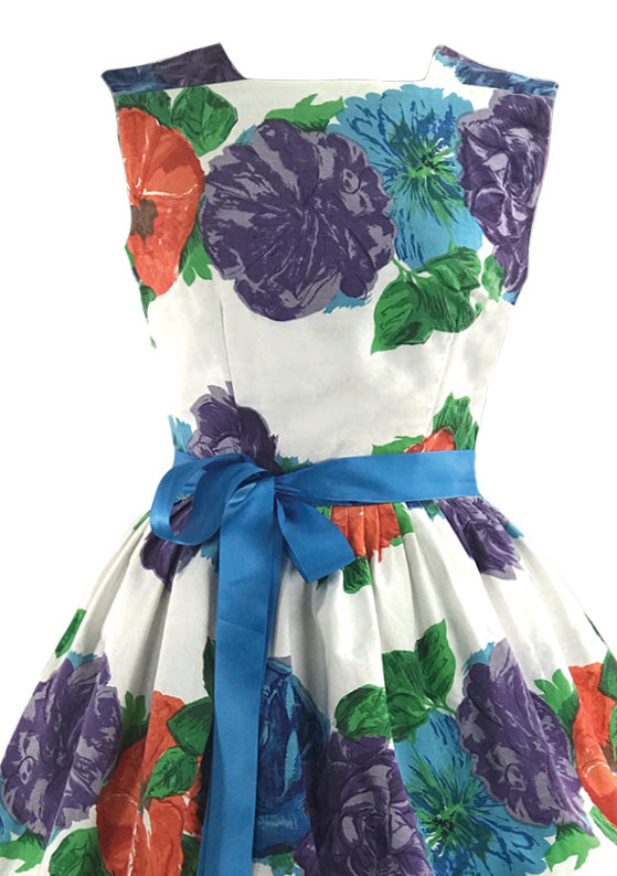 Vintage 1950s Bold Floral Cotton Dress- New!