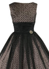 Vintage 1950s Black Flocked Chiffon Glitter Party Dress - New!