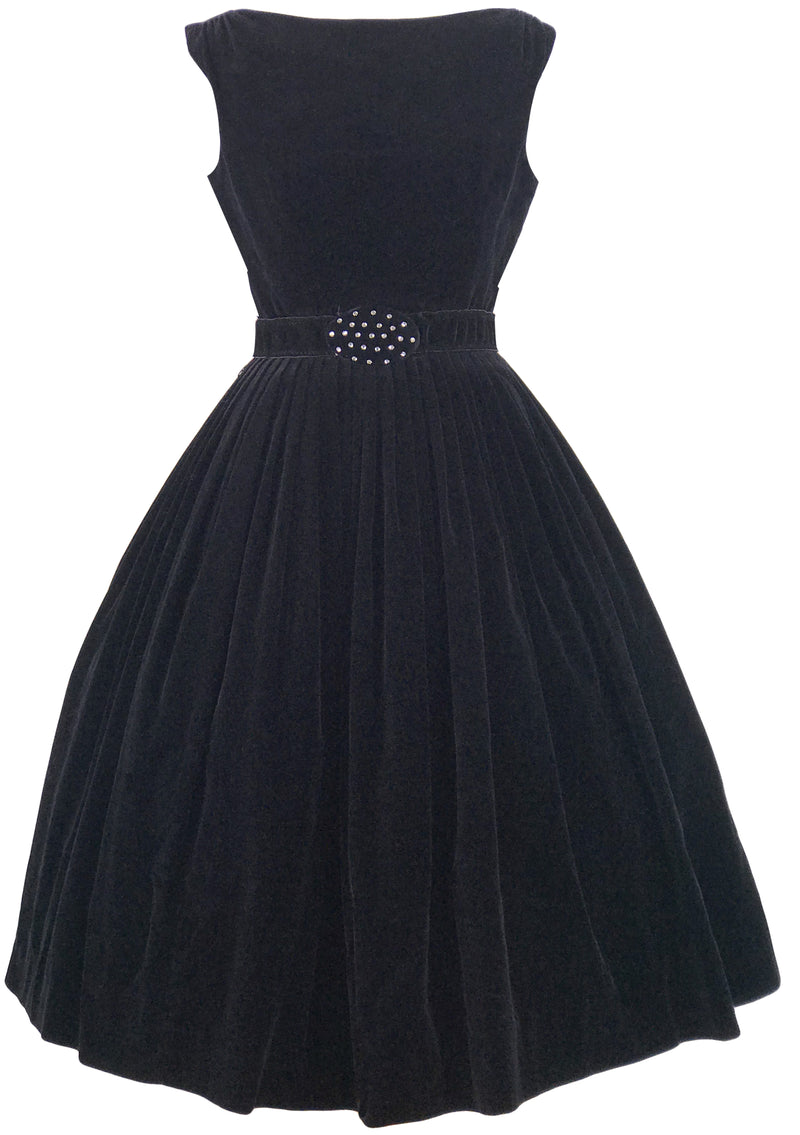 Quality 1950s Black Velvet Dress & Coat Ensemble- New!