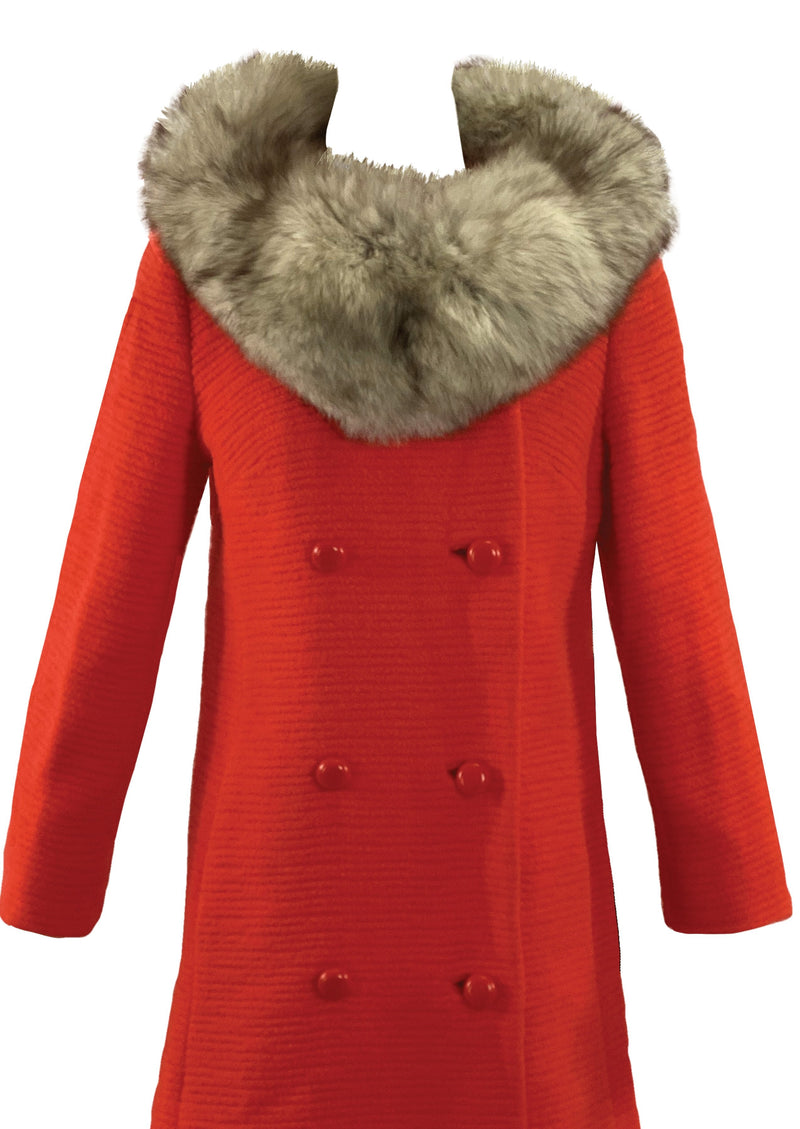 Vintage 1960s Tomato Red Wool Lilli Ann Coat - New!